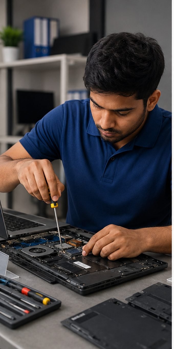 Skilled laptop technician at Mihir Enterprises Chennai